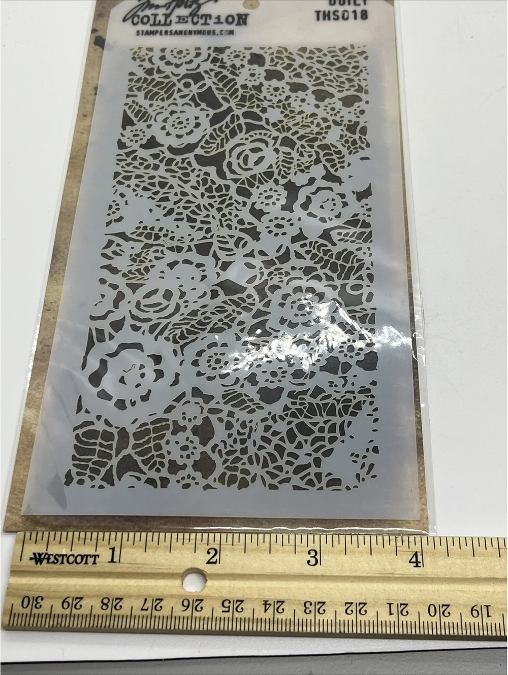 Tim Holtz Layered Stencil 4.125 Inch X 8.5 Inch-Doily Flowers Lace THS018